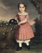 unknow artist Portrait of a Child Holding a Cat painting